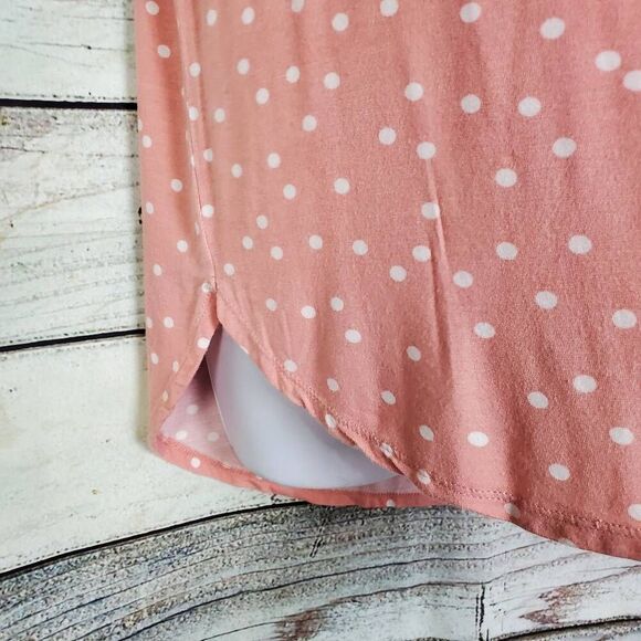 Maurice 24/7 Comfort Apparel Women’s Pink White Polka Dot Tee Size M - Picture 3 of 8